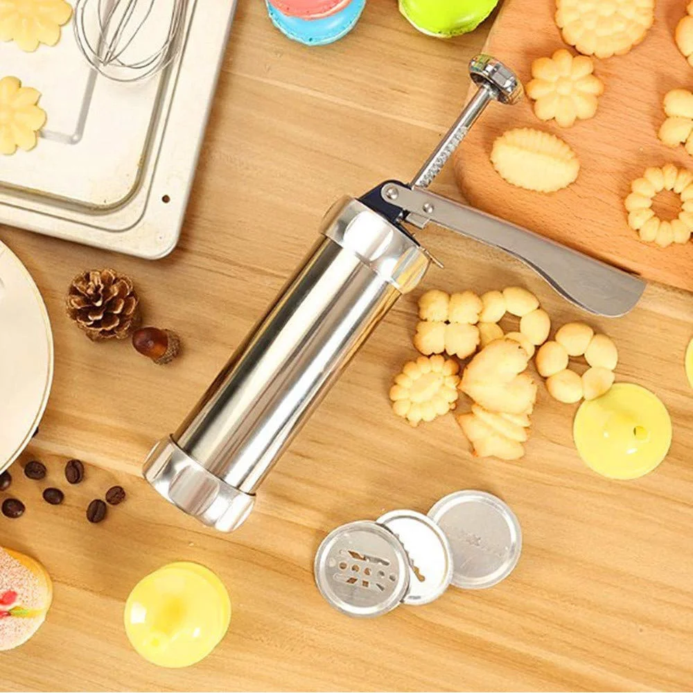 10/20pcs Stainless Steel Cookie Press Machine Nozzles Mold Pastry Syringe Extruder Kitchen Baking Tool