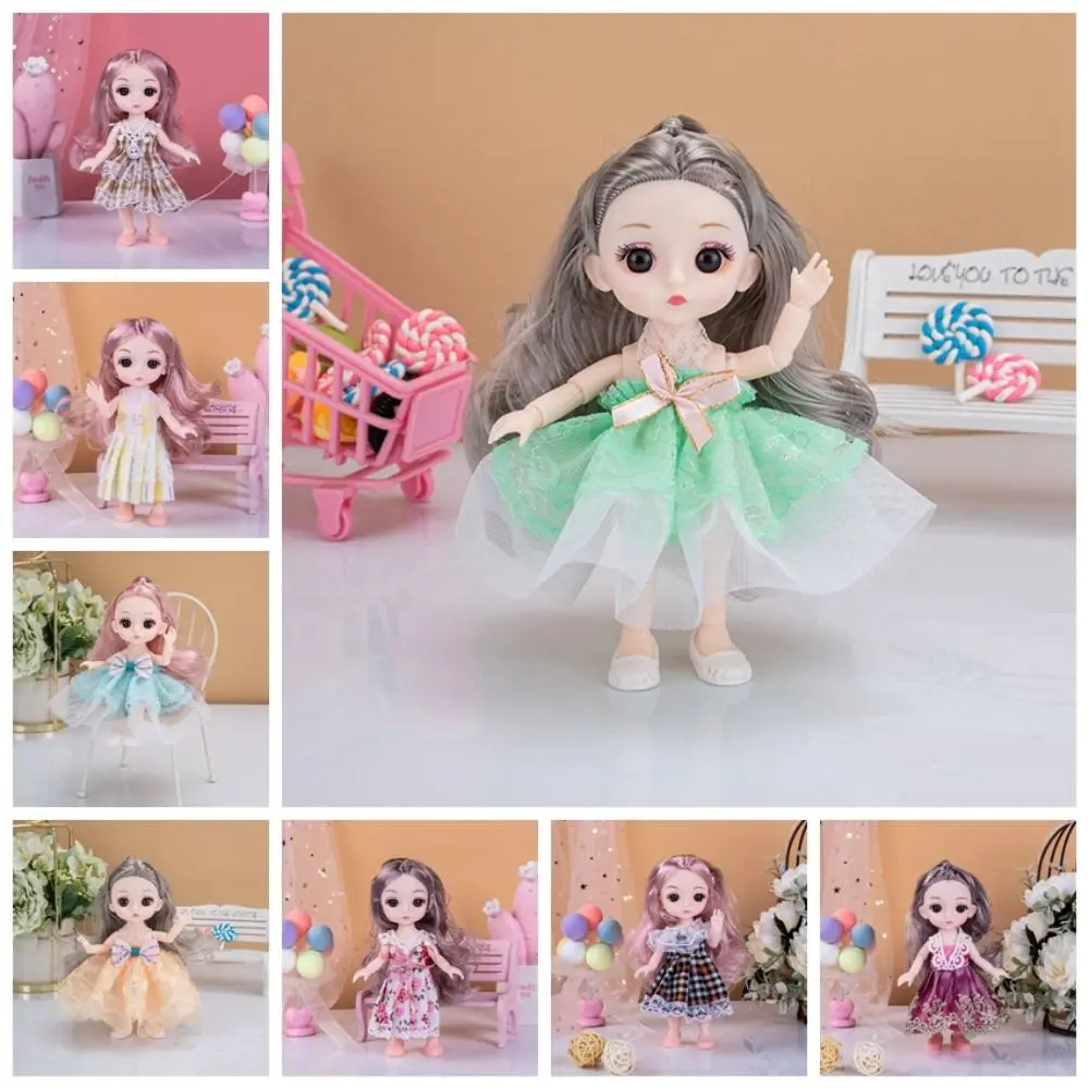 13 Joints Big Eyes Princess BJD Doll Korean Makeup Look Movable 17cm Bjd Doll Safe Plastic Fine Clothes