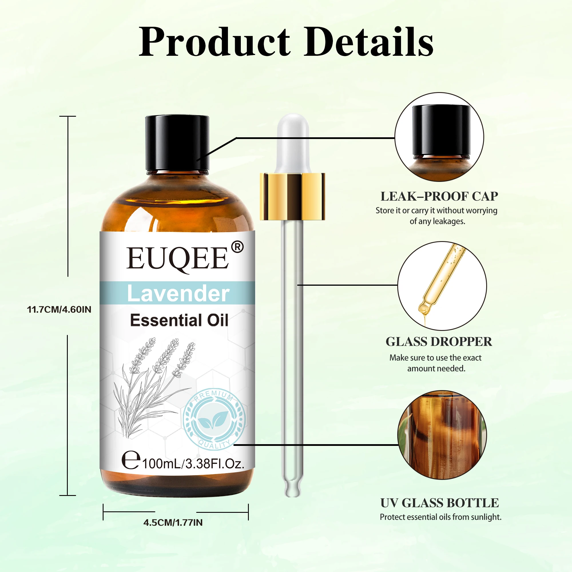 Ätherisches Öl 100 ml mit Pipette, Lavendel-Vanille-Essenzöl für Diffusor, Sandelholz, Bergamotte, Zitronengras, Duftöl, Geschenk