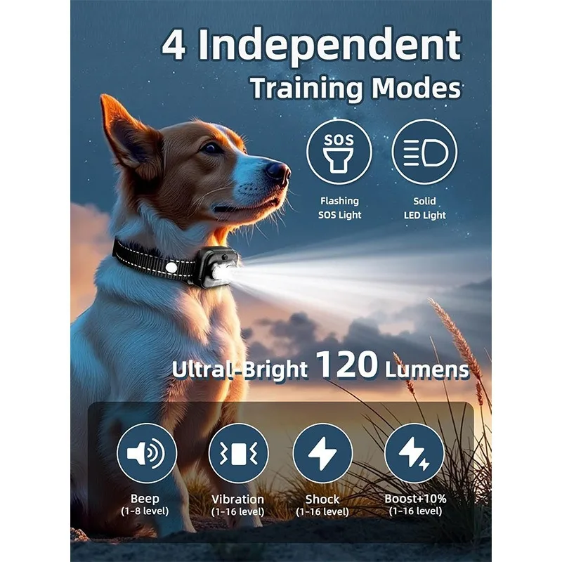 

New Remote Dog Training Collar with Vibration & Shock, Anti-Bark Rechargeable Pet Stopper, IPX4 Waterproof for All Sizes