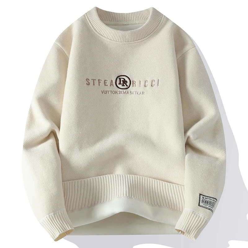 

Men's Knitted Fce Lined Thiened Winter Sweater Boting irt Faionable Urban Sle Polyester Fiber Long Sve round...