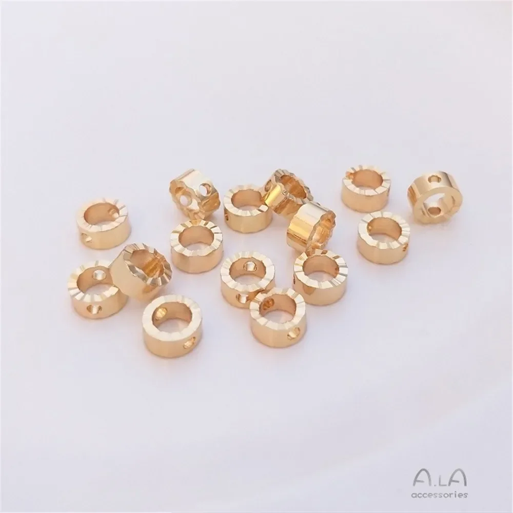 14k ouro-cor borda ondulada lote flor conjunto de contas argola artesanal anel de contas diy pulseira brincos acessórios de joias k055