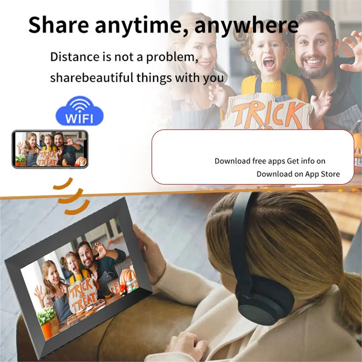 N94R Smart Digital Picture Frame WiFi 10.1 Inch IPS Touch Screen with 16GB Storage Auto-Rotate Wall Mountable AU Plug