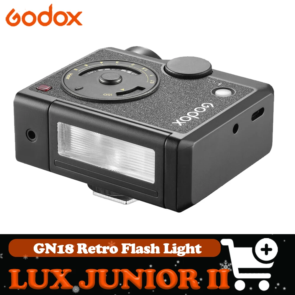 Godox Lux Junior II TTL HSS GN18 2.4G Wireless Retro Camera Flash for Sony Fuji Nikon Canon Olympus