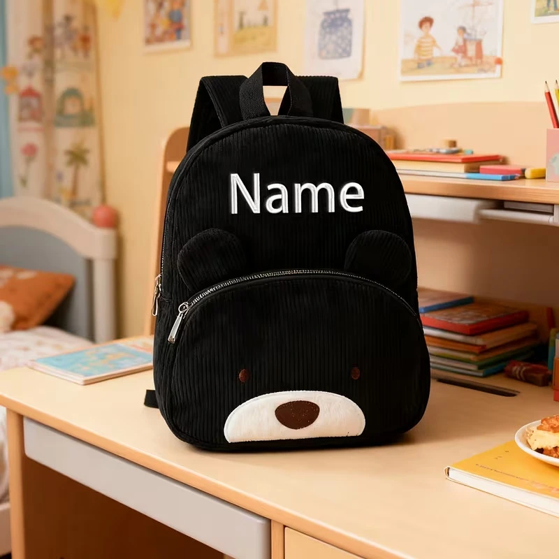 Personalisierter Kinderrucksack mit Namensstickerei, Pastellfarbener Cord-Kleinkindrucksack, Weicher Gerippter Stoff, Schulrucksack, Süßes Kindergarten-Geschenk – Detail 8