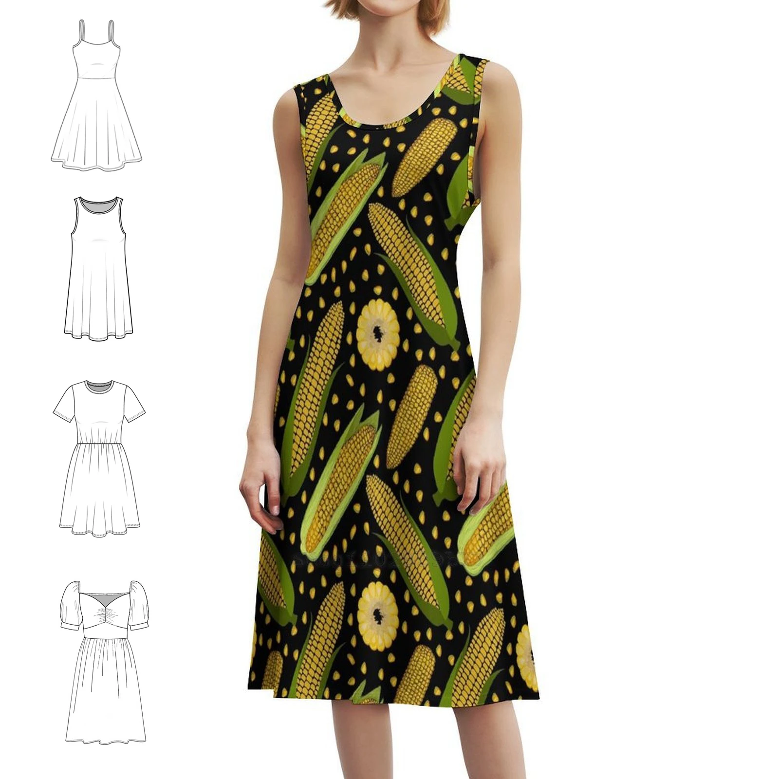 Corn Pattern Floral Smock Dress For Women Spring Summer Casual Dress For Party Corn Pattern Lover Lovers Corn Pattern Women's