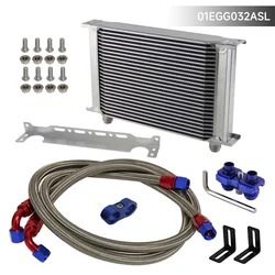 25 Row 248mm AN10 British Oil Cooler Kit w/ Brackets Fits For BMW E36 Euro E82 E9X 135/335 E46 M3 E90 E92 Black/Silver