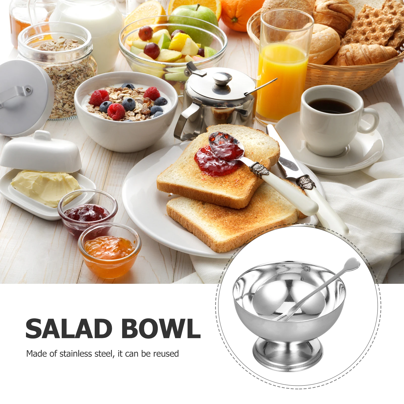 

1pc Stainless Steel Dessert Cup 6Oz Salad Fruit Bowl For Home Kitchen Restaurant Use Multipurpose Food Serving Storage Bowl