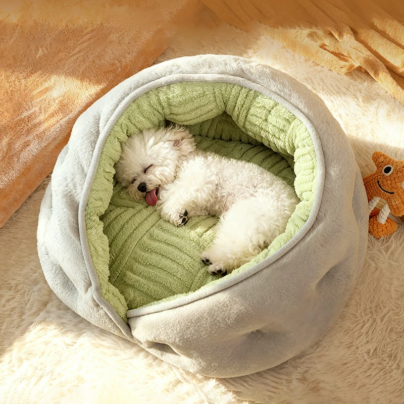 

Winter Thiened Wrapped Plush Small Dog Sofa Bed Semi-enclosed Skin-friendly Breathable Pet House Teddy Pomeranian Accessories