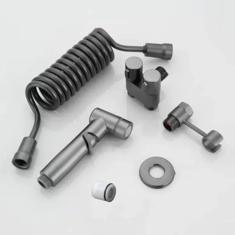 

Black/Silver Bidet Spray Gun Set for Toilet Hygienic Shower Dual Outlet Mini Angle Valve Bidet Toilet Partner Bathroom Accessory