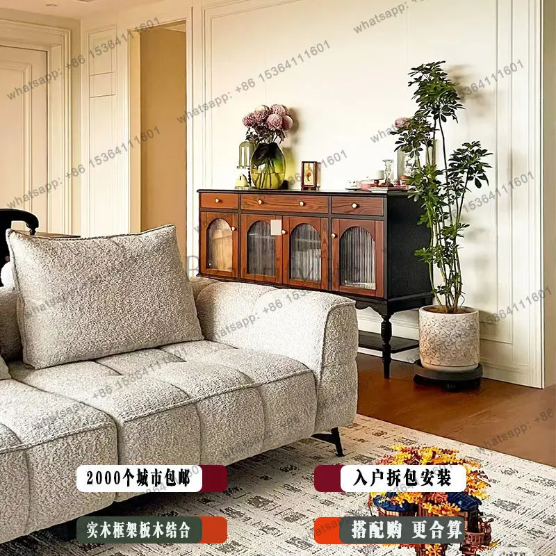 Light luxury high-end solid wood porch cabinet ultra-thin design of locker