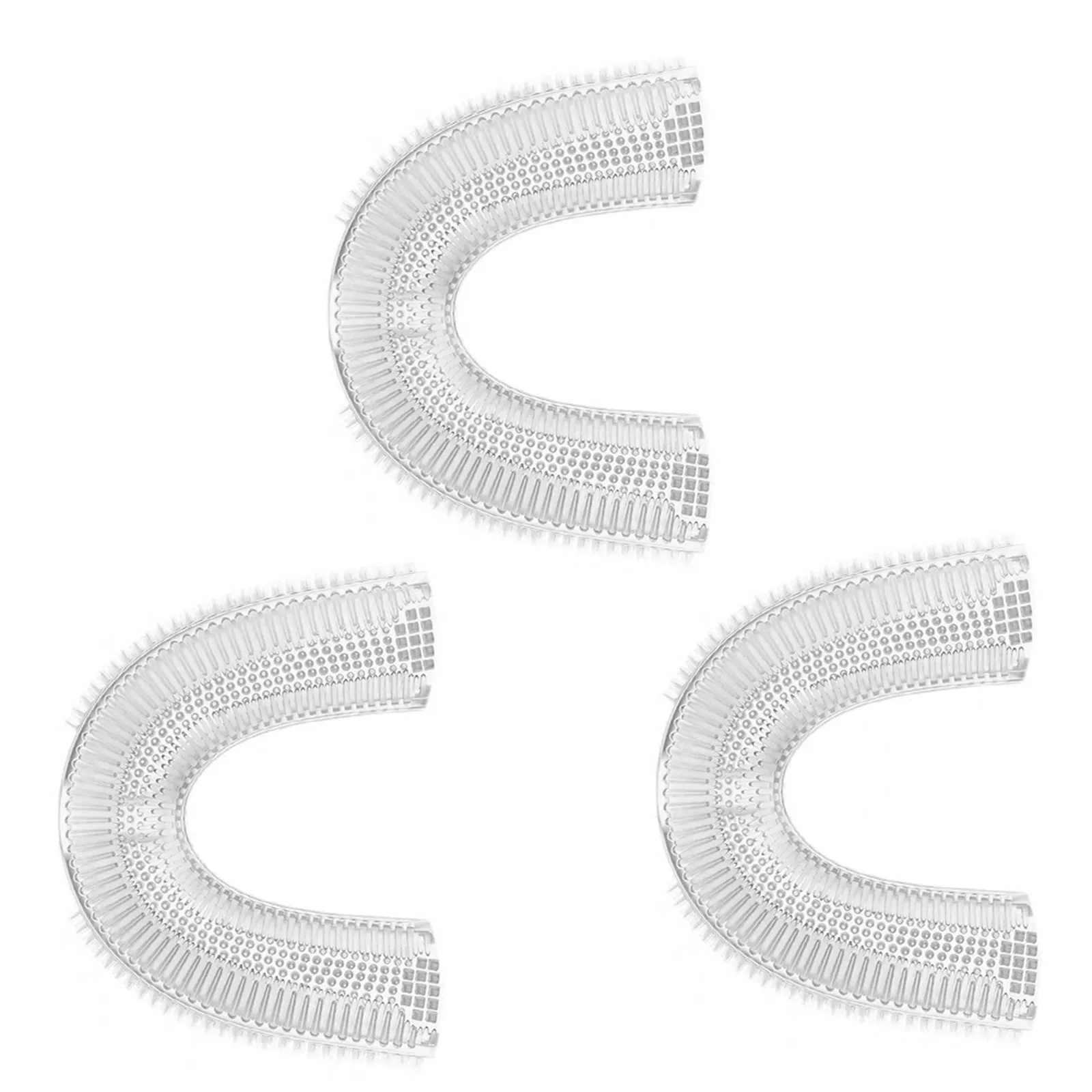 

3 шт. сменные насадки для электрической зубной щетки U-образной формы из пищевого силикона с круглой щетиной для комфортной и безопасной чистки