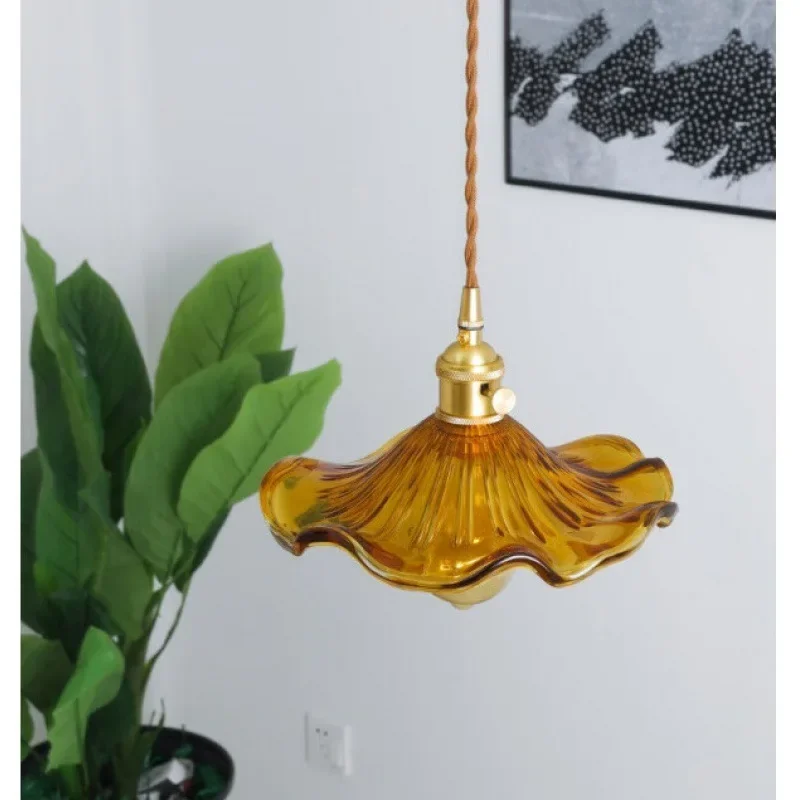 

Nordic Style Simple LED Pendant Light Fixtures Bedroom Living Room Bar Colorful Glass Copper Hanging Lamp Lights Edison