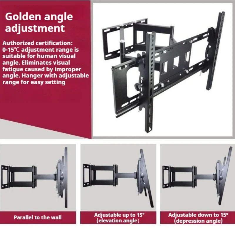 Soporte de pared para televisores con movimiento completo, inclinación y rotación, para televisores de 26 a 55 pulgadas. Compatible con montaje VESA y soporta hasta 25 kg. Soporte para televisores domésticos.