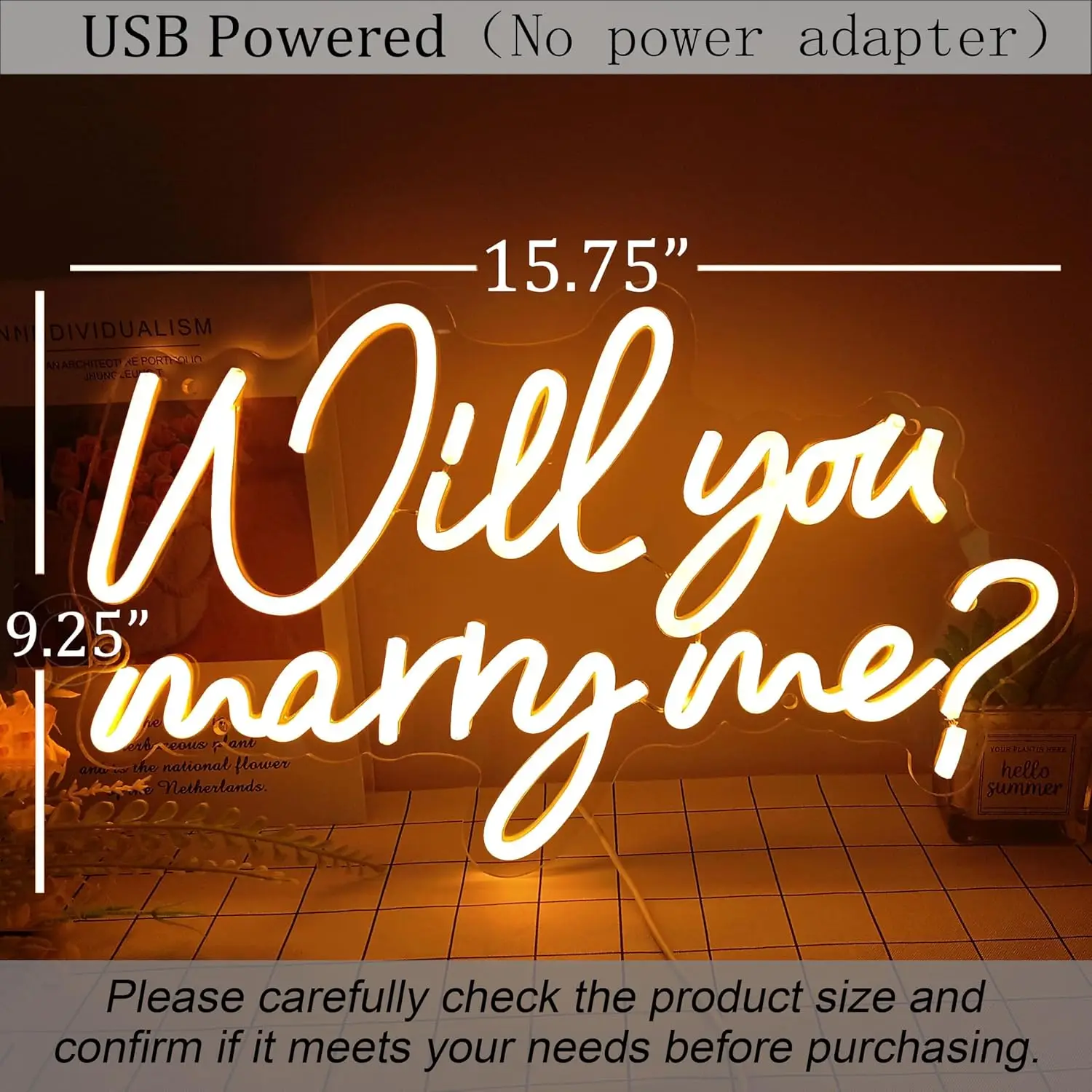 Will You Marry Me USB LED Light for Proposal Wedding Party Engagement Valentines Day Home Decor personnalisé Gift Night Light