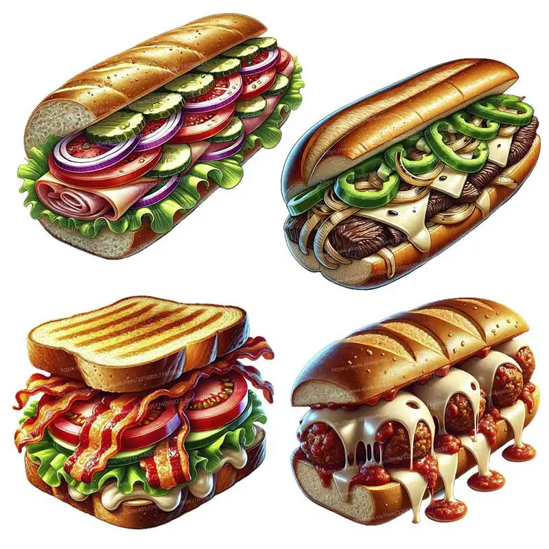 Tasty Sandwich Wall Stickers Kitchen Decoration Dining Room Living Room Cabinet Refrigerator Home Decoration Decals S644