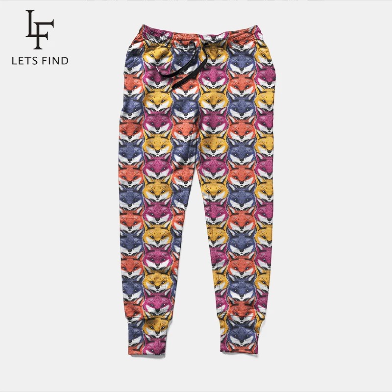 Letsfind Broek Voor Vrouwen Kleurrijke Fox Print Joggers Met Zakken Vrouwen Elastische Taille Broek Meisje Broek Vrouwelijke Trainingsbroek