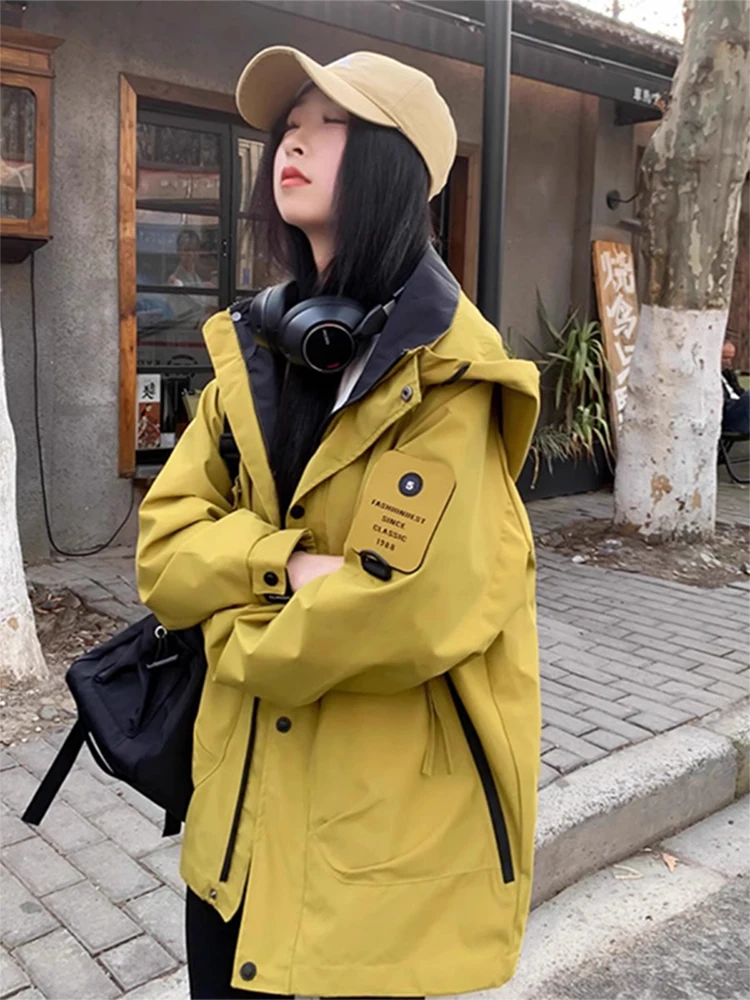 

Новая женская свободная утепленная куртка Xiangduor на молнии с капюшоном, повседневная, для работы, зимняя, с длинными рукавами, стандартной длины