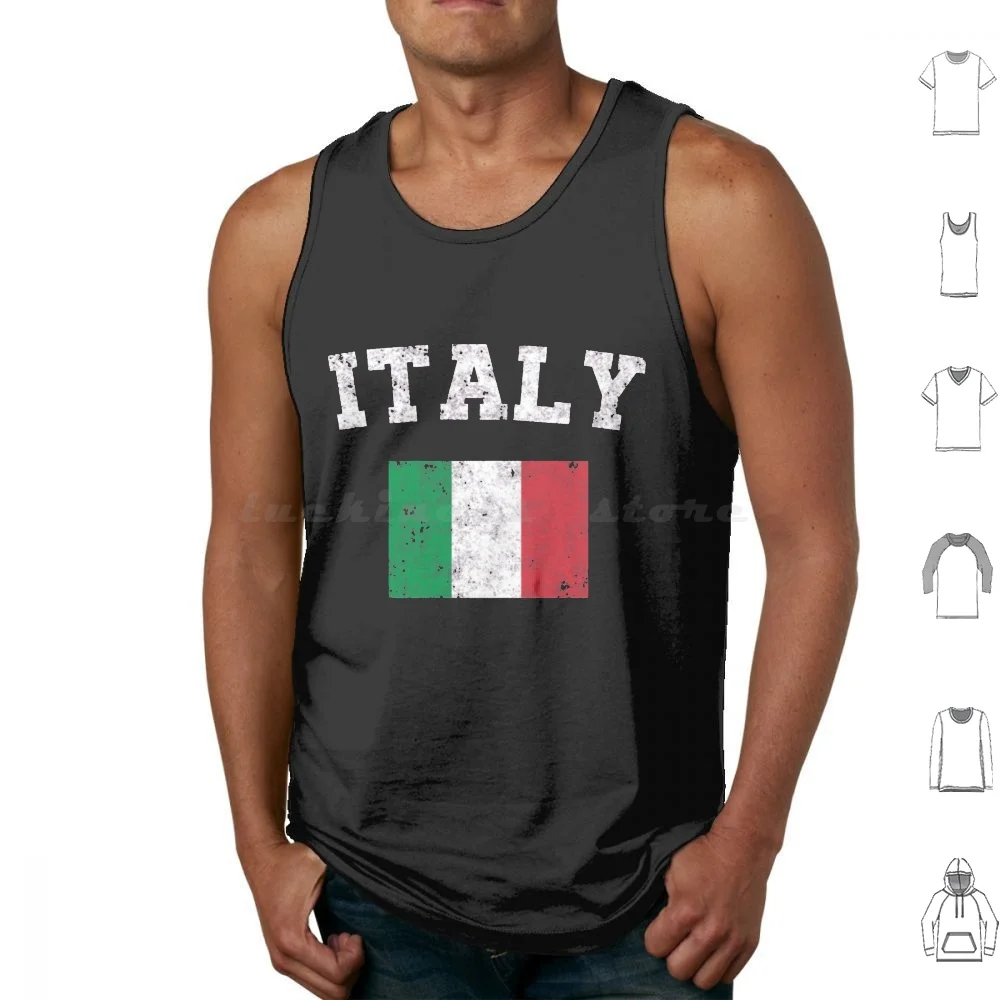 Chemise et débardeurs en coton imprimé drapeau italien, avec motifs 'L'39 Italie', 'Drapeau de L'39 Italie', 'En Italie', 'J'39 Aime La'
