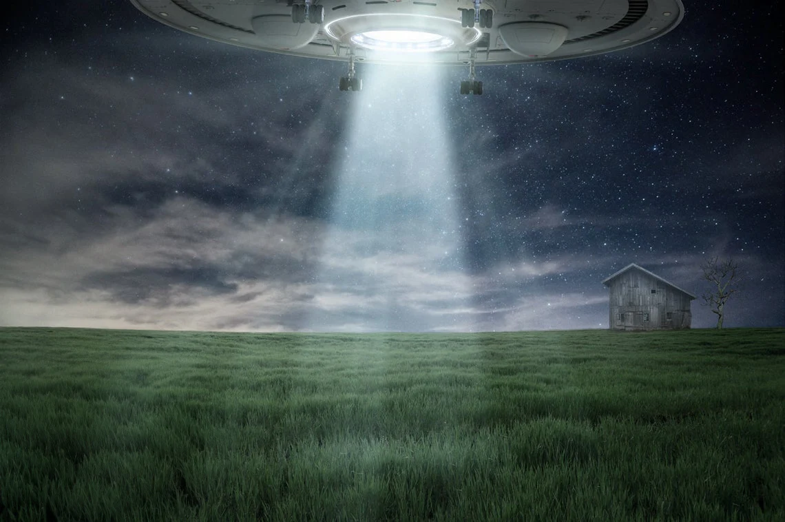 

Alien UFO Abduction Country Cottage Starry Grass backdrops computer print children kids Photography Studio Backgrounds