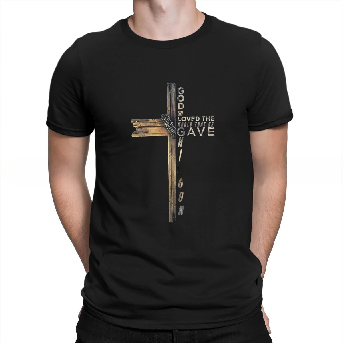 Jesus Polyester TShirt for Men Christian Cross Basic Leisure Sweatshirts T Shirt Novelty heavyweight Sweatshirt Round Collar