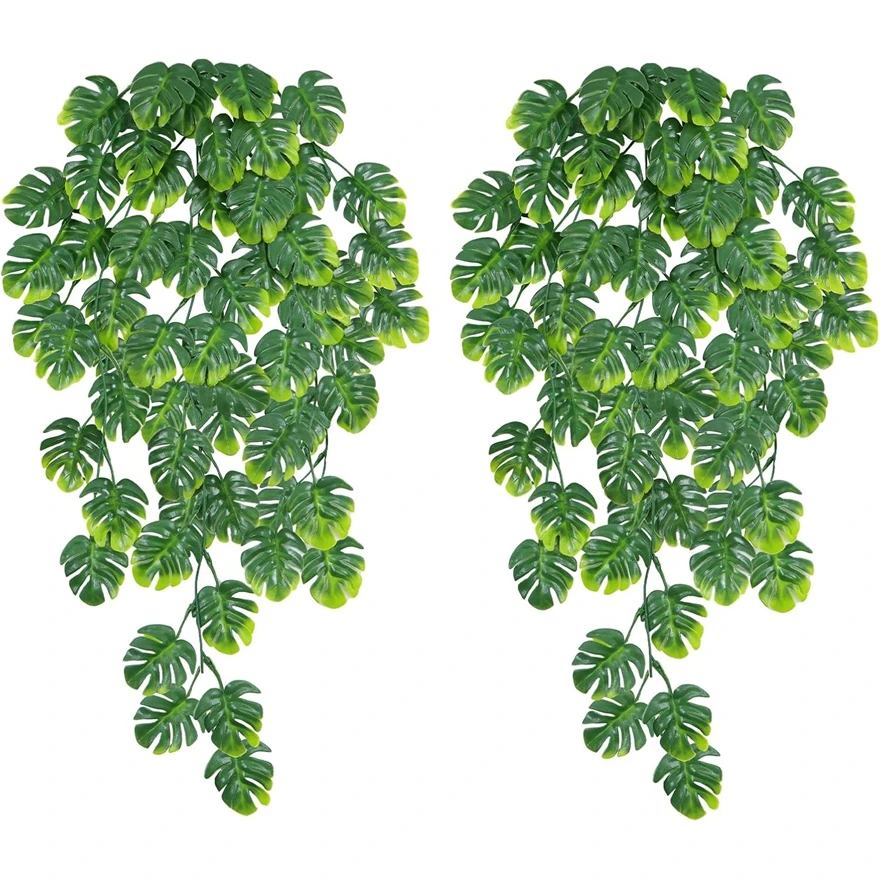 Artificial Plants Turtle Leaf Ultraviolet Christmas Wedding Arch Home Room Table Decor Garden Yard Hanging Wall Rattan DIY Cheap