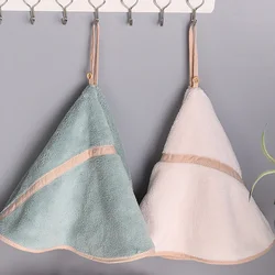 Round Cute Style Hand Towel Soft Coral Velvet Super Absorbent Handkerchief for Bath Polyester Fiber Towels with Hanging Loops