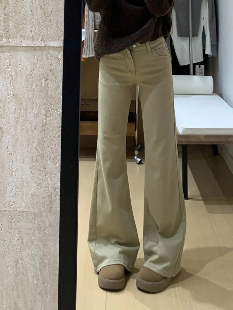 

Большие размеры, джинсы с широкими штанинами и высокой талией на подкладке, женские осенне-зимние свободные брюки прямого кроя для похудения, длинные брюки