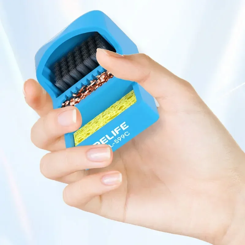 

RELIFE RL-599C Очиститель паяльного жала 3 в 1, 360 ° Чистка без мертвых углов для паяльных головок различных моделей