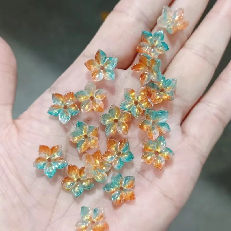 20Pcs/lot Czech Lampwork Beads Gradient Color 12MM Flower Glass Beads for Jewelry Making Handmade DIY Accessories Glaze Beads