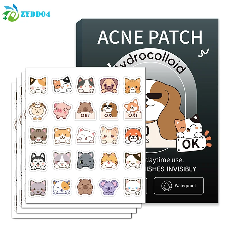 ●100pcs Cat Dog Face Skin Care Acne Pimple Patch Invisible Professional Healing