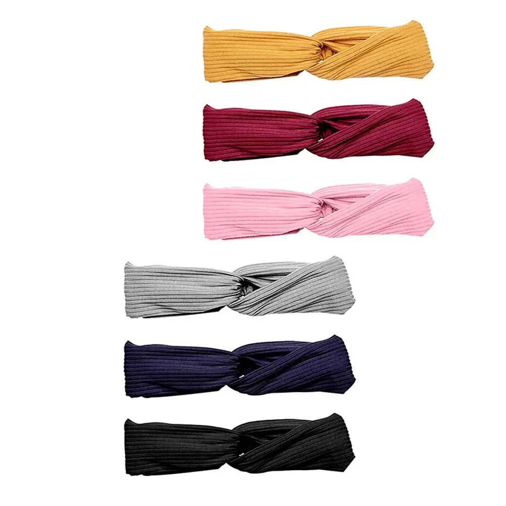 

Набор из 6 женских эластичных повязок на голову с перекрестным узлом для спорта, йоги, фитнеса, впитывающих влагу, широкие, модные аксессуары для волос