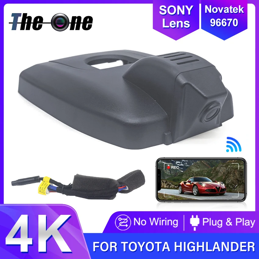 

For Toyota Highlander 3rd/4th Gen (XU50/XU70) 2020-2025 Front and Rear 4K Dash Cam for Car Camera Recorder Dashcam WIFI Car Dvr