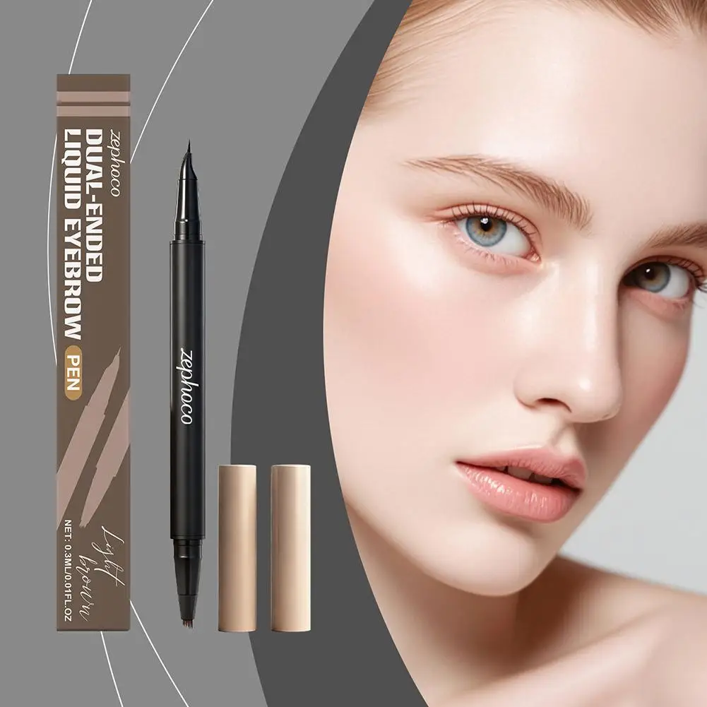 Crayon à sourcils liquide 2 en 1, avec pointe incurvée et stylo Microblading 4D, imperméable et durable, pour femmes, Y9F1