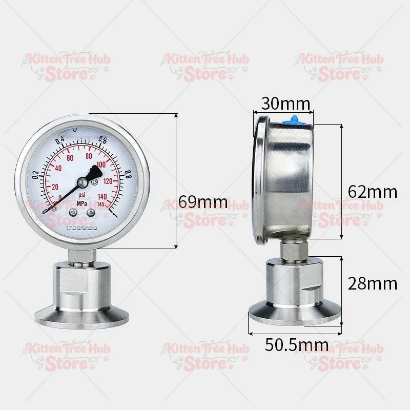 Steel Diaphragm Pressure Gauge  Clamp Type Chuck Quick Fitting, Coupling