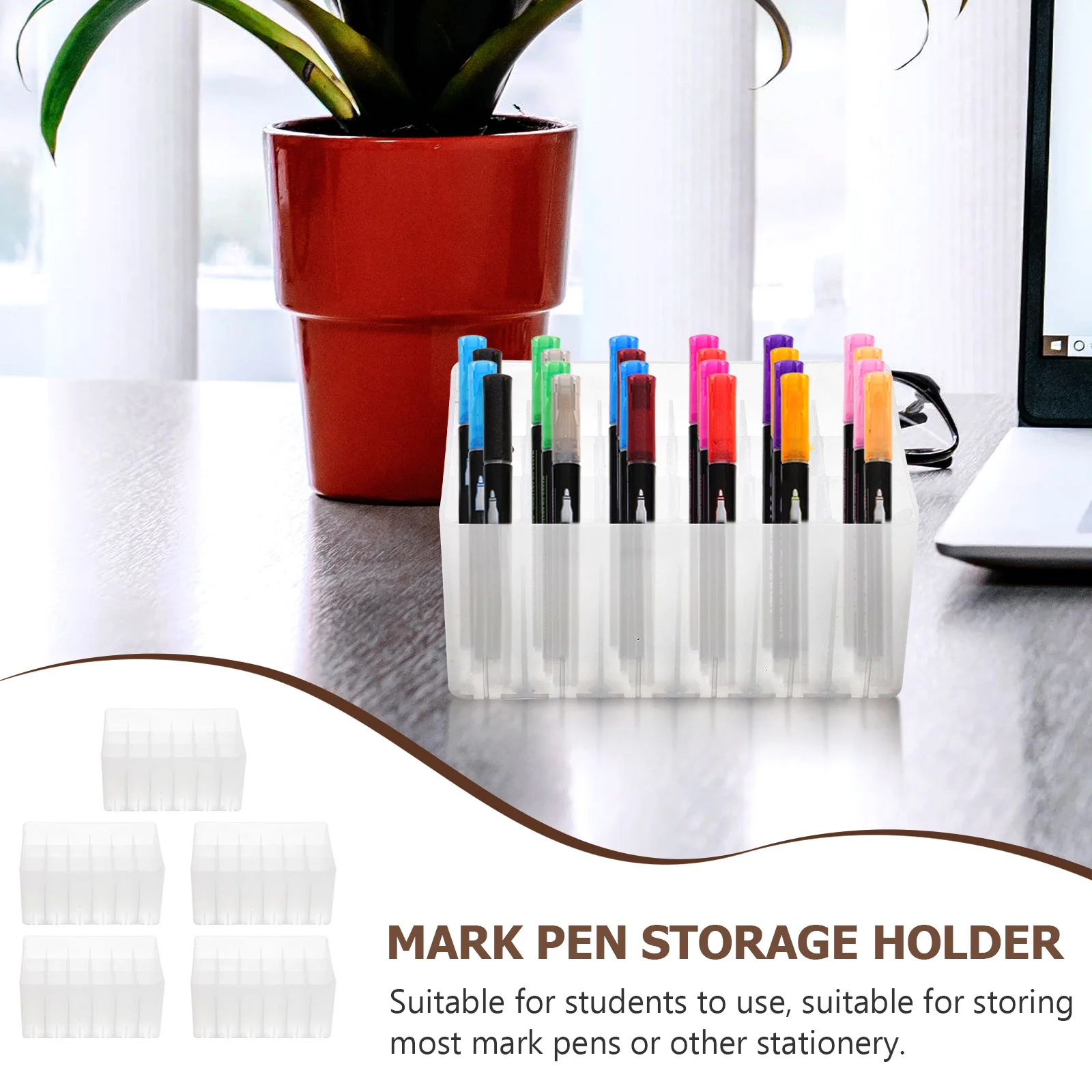 4 Pcs Water-based Marker Storage Box Desktop Pen Holder Plastic Container Stand Organizer