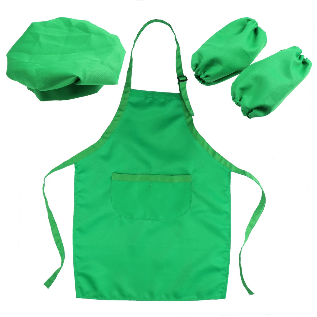 Kids Wine Red Thicken Apron Hat Cuff Cooking Baking Role Play Costume For Children 7-13 Years Kitchen Gift Playset