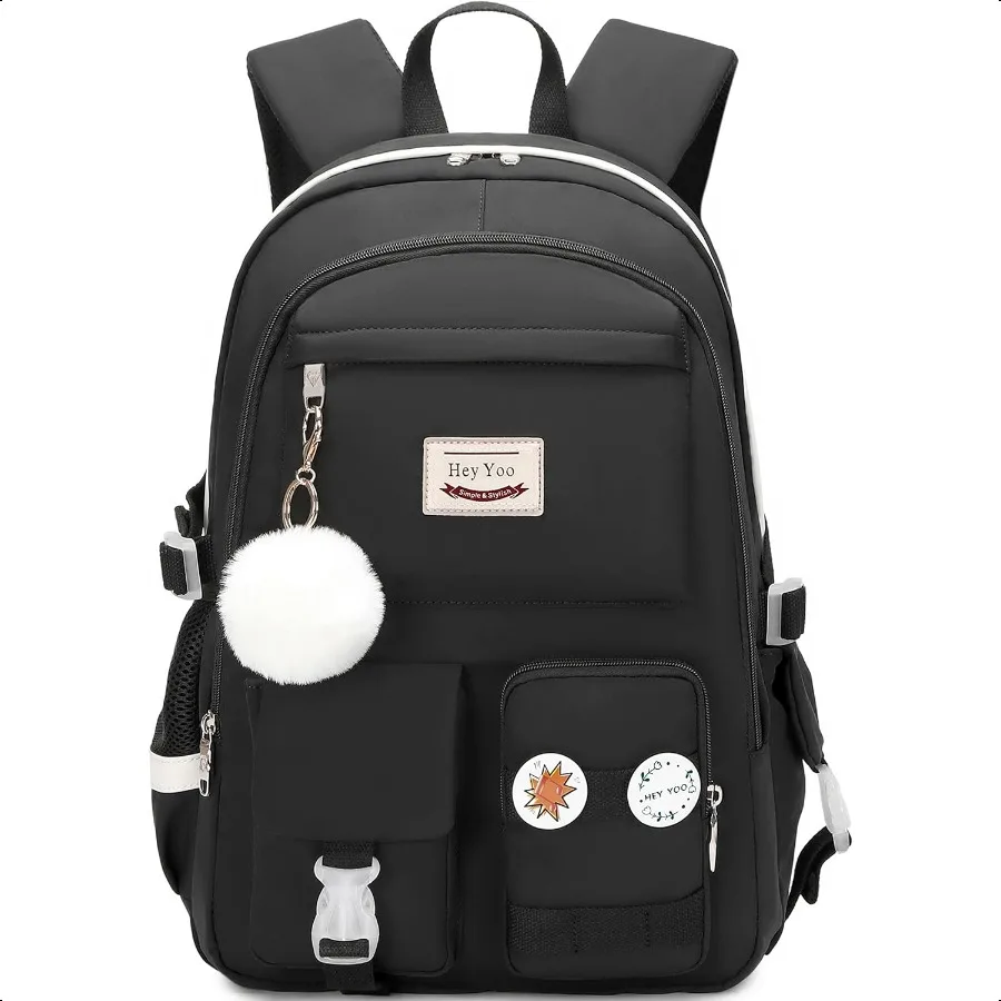

Backpack for Girls Bookbag Cute School Bag College Middle High Elementary School Backpack for Teen Girls Black