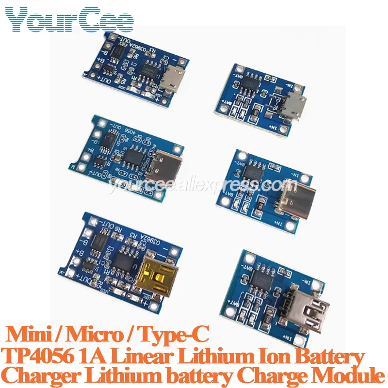 20pcs/1pc TP4056 1A Linear Lithium Li-ion Cell Battery Charger Charging Board Module Protection Mini Micro Type-C USB