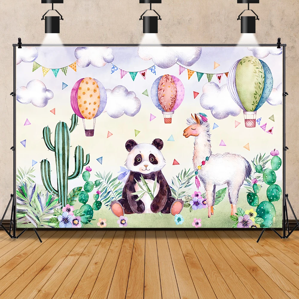 

Background For Photography Baby Birthday Party Room Decro Kids Wild One Animals Panda Sheep Backdrop Photozone Photophone Props