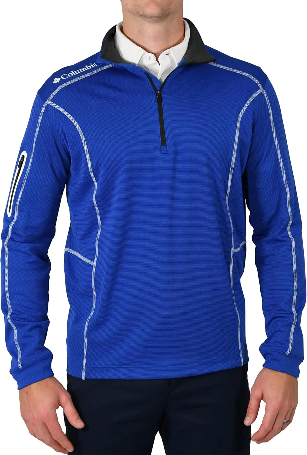 

Мужской дышащий пуловер с длинным рукавом и молнией 1/4 для активного отдыха, легкий и быстросохнущий