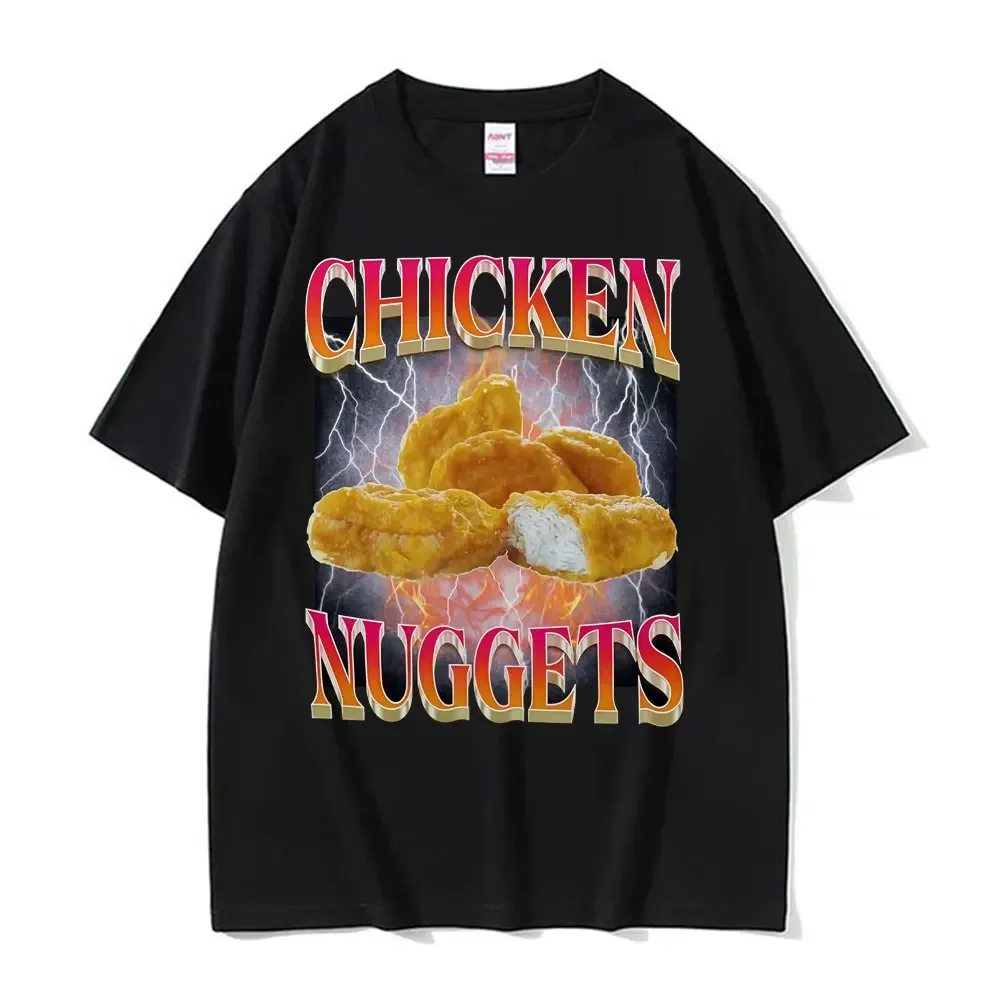 Camiseta gráfica divertida de Nuggets de pollo estilo Vintage para mujer, camiseta gótica de Hip Hop, camisetas cómodas, camisetas gráficas Harajuku