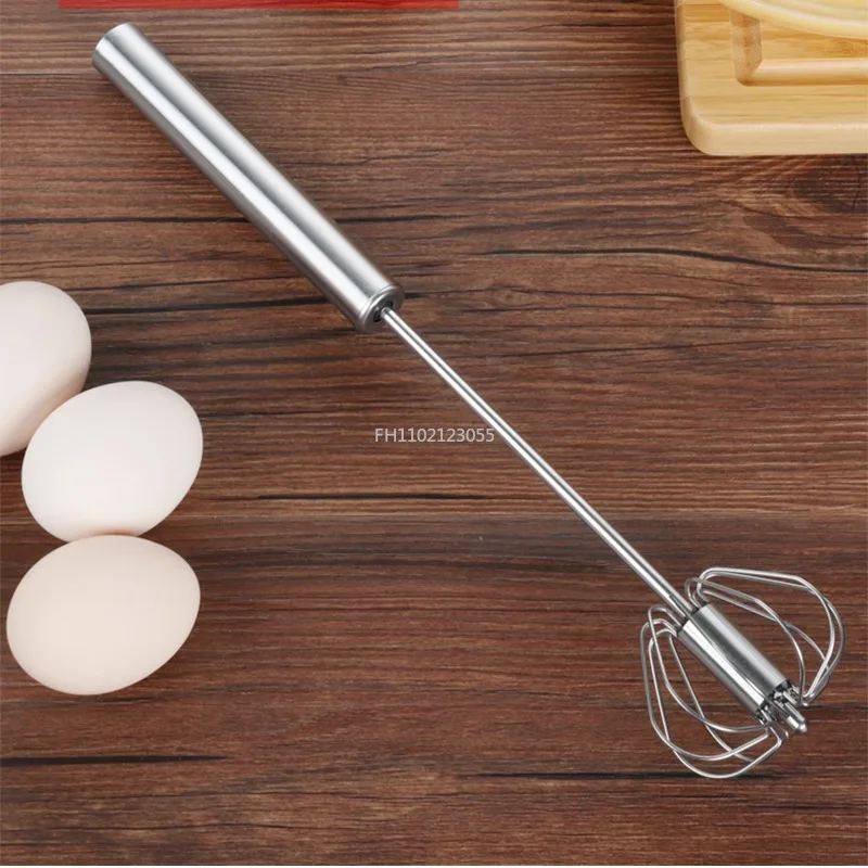 Semi-automatic Egg Beater Stainless Steel Egg Whisk Manual Hand Mixer Self Turning Egg Stirrer Coffee Milk Whisk Kitchen Tools