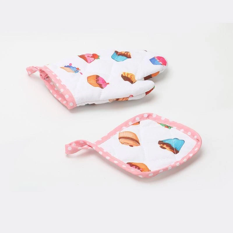 Q0KB Kids Cooking Gloves Hat Set Set Play House Toy Pink Easter Halloween Child Chef Asse Costume Tool Play Play Tool