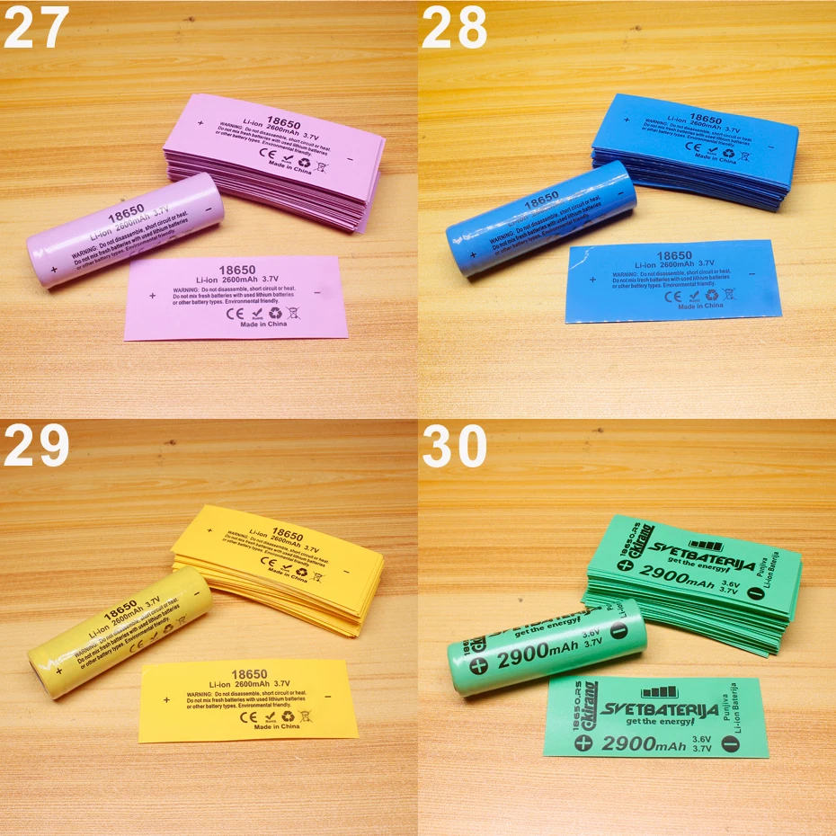 100pcs/lot 18650 lithium battery heat shrinkable sleeve battery cover skin PVC heat shrinkable film shrink skin