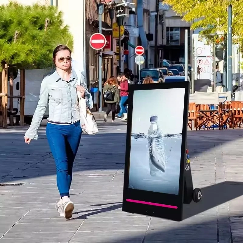 Outdoor Portable Advertising Player with Wheels 4K IP65 Waterproof Display Android/Windows Optional Business Mobile Promotion
