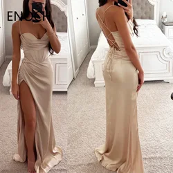 ENOCH Sexy Side Slit Mermaid Evening Dress New Spaghetti Straps Sweetheart Backless Satin Party Prom Formal Gowns فساتين الحفلات