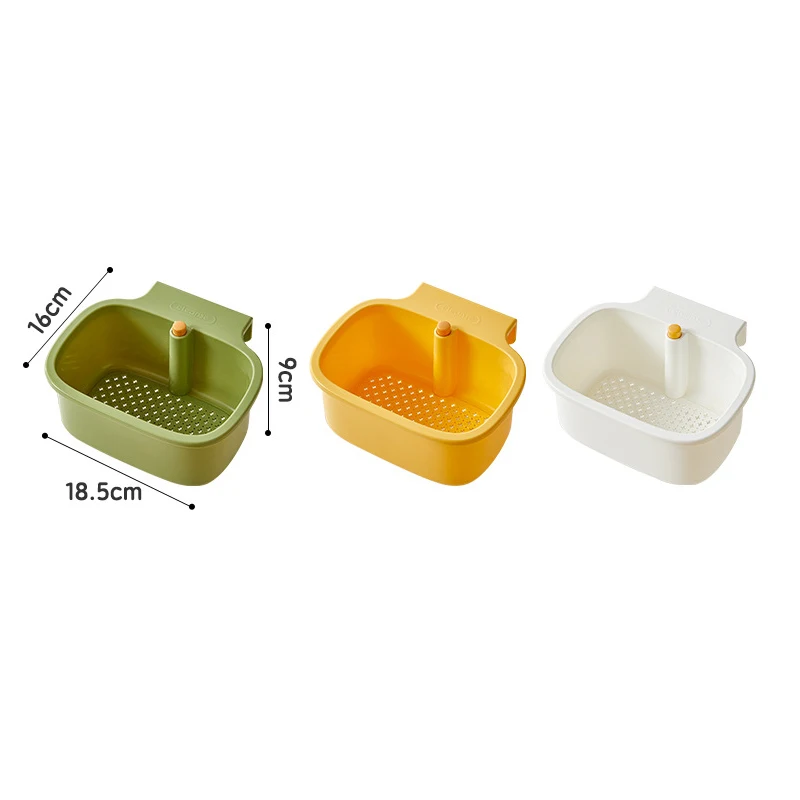 Kitchen Drain Basket Square Shape Sink Hanging Filter Adjustable Automatic Dumping Basket Sponge Brush Fruit Vegetable Rack