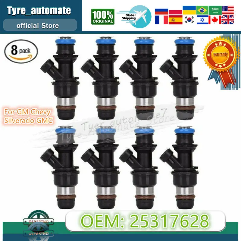 8x Upgrade Fuel Injectors For GM Chevy Silverado GMC 4.8/5.3/6.0L 1999-2007 25317628