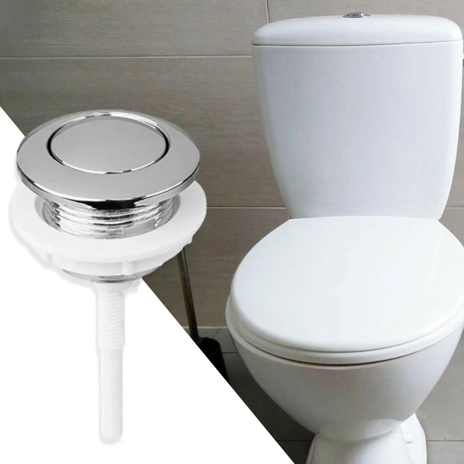 

Toilet Button Toilet Tank Parts Press Button Toilet Tank Button with Rod Durable with Thread Diameter Single Push for Restroom